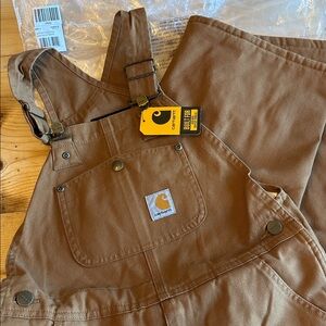 NWT Carhartt Canvas insulated bib overall brown